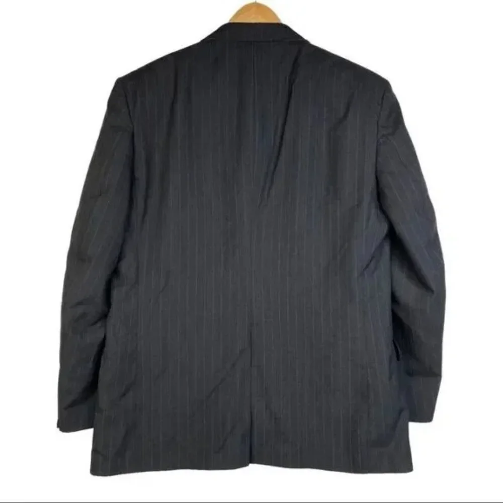 BARRINGTON MEN'S BLACK LINED PINSTRIPE SUIT JACKET 44R-NICE!